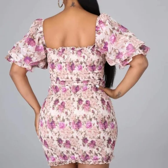 Chic Floral Off-Shoulder Mini Dress - Picture 6 of 7